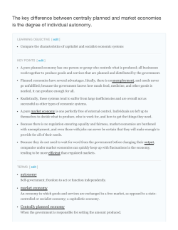 The key difference between centrally planned and market