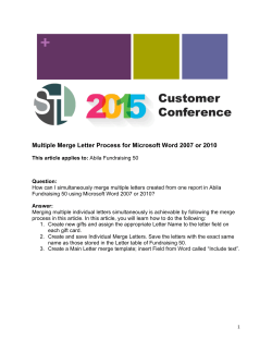Multiple Merge Letter Process for Microsoft Word 2007 or