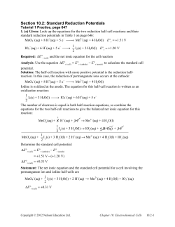 10.2 Standard Reduction Potentials