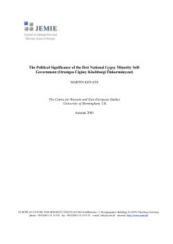 The Political Significance of the first National Gypsy Minority