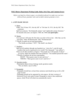 1 of 5 WKU History Department Writing Guide: Rules, Style Tips, and