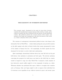 CHAPTER I THE HARMONY OF INTERESTS REVISITED The