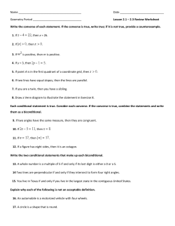 Lesson 2.1 - 2.3 Review Worksheet