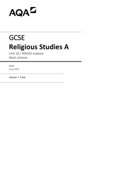 GCSE Religious Studies A Mark scheme Unit 10 - Judaism