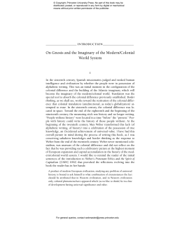 On Gnosis and the Imaginary of the Modern/Colonial World System
