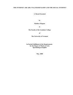 THE INTERNET ARCADE: WALTER BENJAMIN