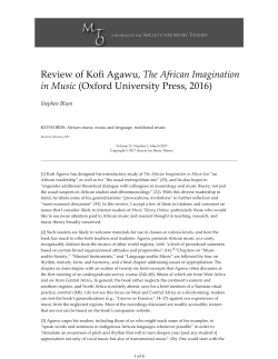 Review of Kofi Agawu, The African Imagination in Music