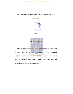 THE HISTORY OF THE SALVATION ARMY IN GHANA: 1922