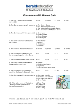 Commonwealth Games Quiz