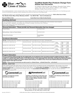 Qualified Health Plan Products Change Form Eastern Region