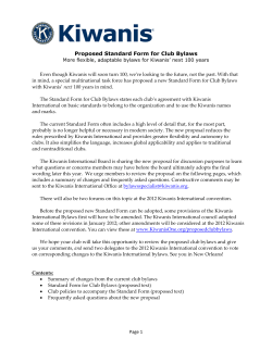 Proposed Standard Form for Club Bylaws