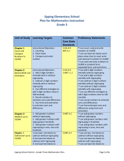 Plan for Mathematics Instruction