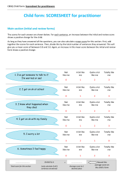 Child form: SCORESHEET for practitioner