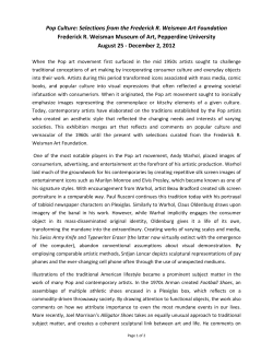 Pop Culture: Selections from the Frederick R. Weisman Art