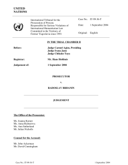 Prosecutor v. Radoslav Brđanin - International Criminal Tribunal for