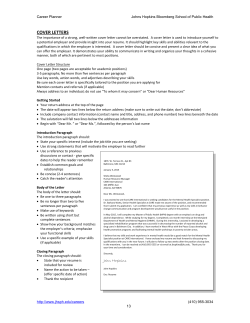 COVER LETTERS - jhsph.edu - Johns Hopkins Bloomberg School