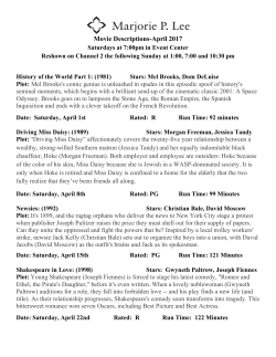 Movie Descriptions-April 2017 - Episcopal Retirement Services