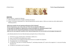 AP World History The Sui, Tang and Song Dynasties