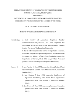 REGULATION OF MINISTRY OF AGRICULTURE REPUBLIC OF