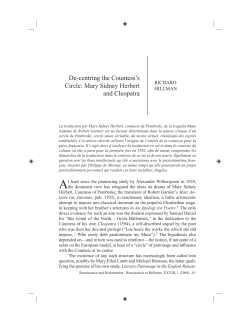 De-centring the Countess`s Circle: Mary Sidney Herbert and Cleopatra