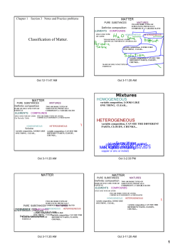 Classification of Matter. Mixtures HETEROGENEOUS Milk, salad