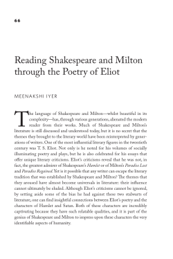 Reading Shakespeare and Milton through the Poetry of Eliot