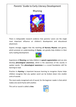 Parents` Guide to Early Literacy Development Rhyming