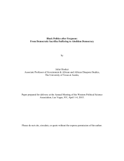 Black Politics after Ferguson: From Democratic Sacrifice/Suffering to