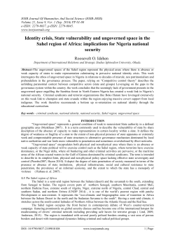 Identity crisis, State vulnerability and ungoverned space in the Sahel