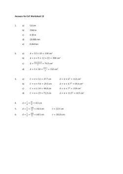 Answers for EoY Worksheet 10 1. a) 5.6 cm b) 7230 m c) 4.18 m d