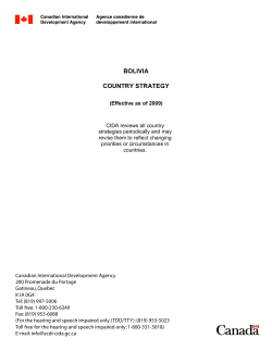 BOLIVIA COUNTRY STRATEGY 2