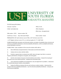 STA 2023 Spring 2016 Syllabus Instructor: Kip Ortiz Office: B