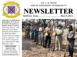 NEWSLETTER - Colonel EW Taylor Camp #1777