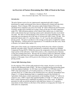 An Overview of Factors Determining How Milk is Priced at the Farm