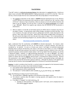 Free-Fall Motion - Norwell Public Schools