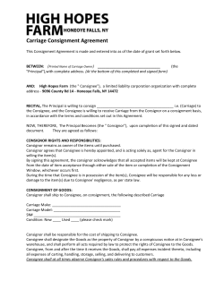 HHF - Carriage Consignment Agreement 2016 ()