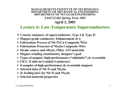 Lecture 6: Low-Temperature Superconductors
