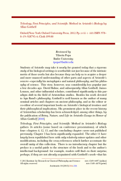 Teleology, First Principles, and Scientific Method in Aristotle`s