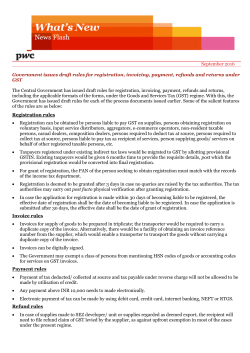 September 2016 Government issues draft rules for