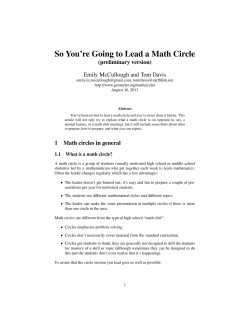 So You`re Going to Lead a Math Circle