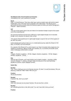 The Wizard of Oz: From Fractions to Formulas The Wizard of Oz