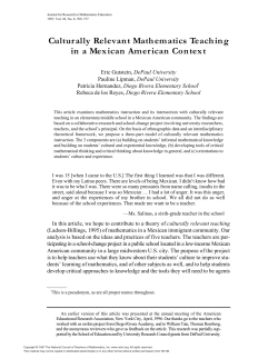 Culturally Relevant Mathematics Teaching in a Mexican American