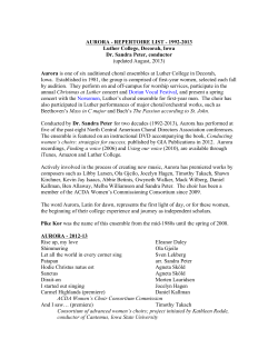 AURORA - REPERTOIRE LIST - 1992