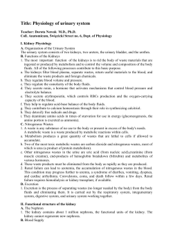 Title: Physiology of urinary system
