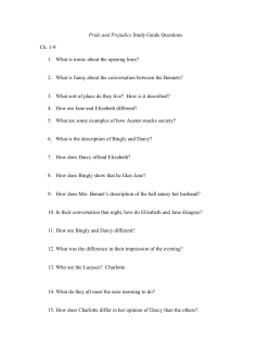 Pride and Prejudice questions