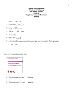 Answers to Dosage Calculation Practice Test