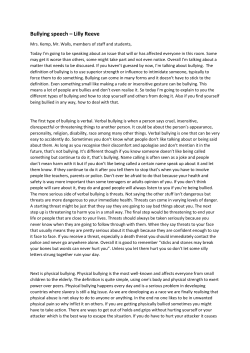 Bullying speech &ndash; Lilly Reeve