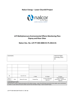 Nalcor Energy &ndash; Lower Churchill Project LCP Methylmercury