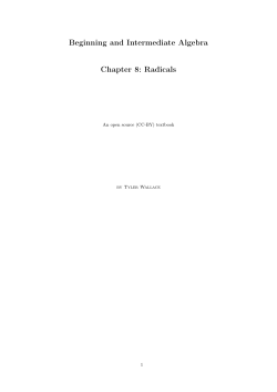 Beginning and Intermediate Algebra Chapter 8: Radicals