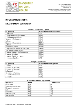 information sheets - Macquarie Natural Health